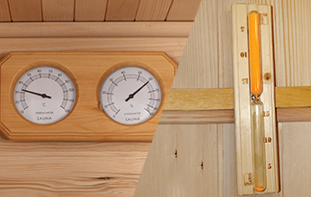 Termómetro y reloj de arena sauna Sense
