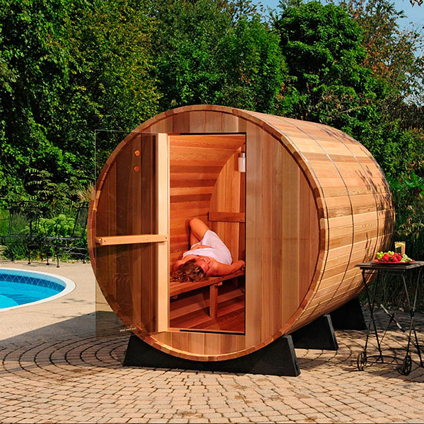Sauna barril rústica exterior