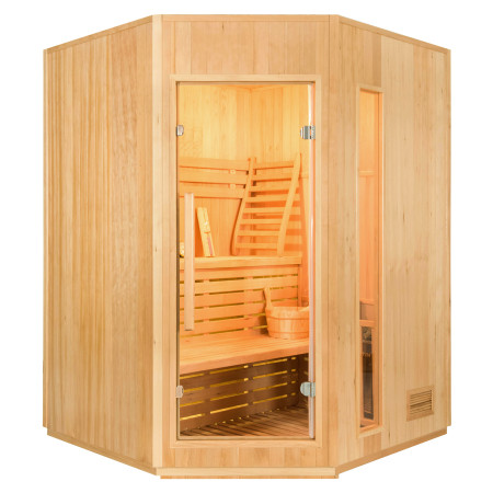 Frontal Sauna de Vapor Zen Angular para 3 Personas 