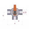 Medidas Válvula distribuidora de 3 vías PVC manual