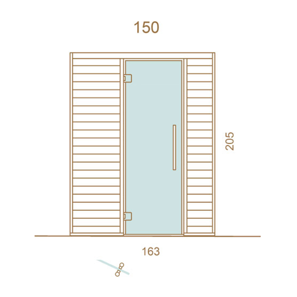 Dimensiones externas sauna Baia de Auroom