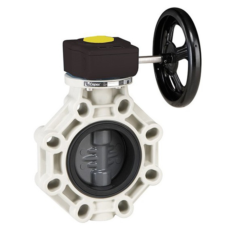 Válvula de mariposa serie industrial eje inox EPDM con reductor