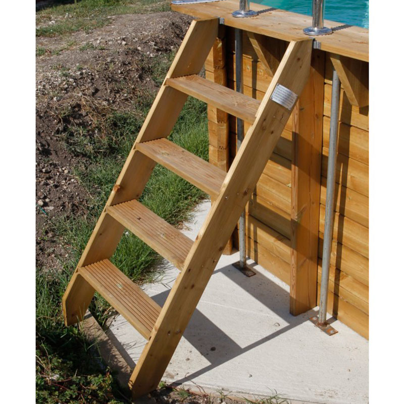 Escalera madera piscina madera 555x300