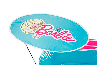 Parasol azul colchonetas barbie Bestway