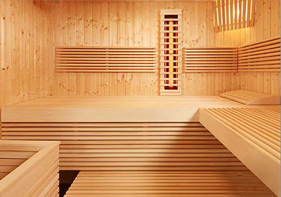 Interior Sauna Panorama Large Kombi Infrarrojos y Vapor